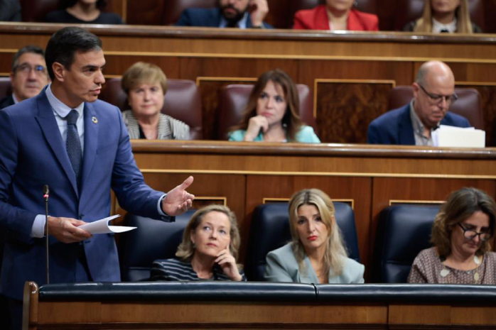El presidente del Gobierno, Pedro Sánchez, interviene en la sesión de control en el Congreso