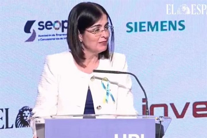 La ministra de Sanidad, Carolina Darias, durante su intervención en el II Foro "Wake Up, Spain!"