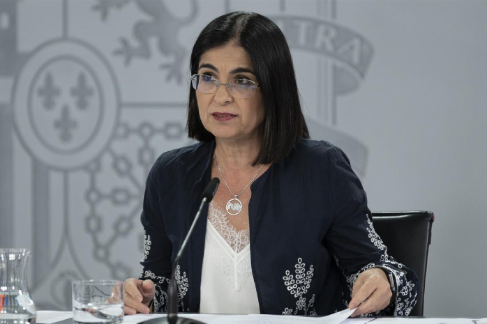 La ministra de Sanidad, Carolina Darias, en la rueda de prensa posterior al Consejo de Ministros 