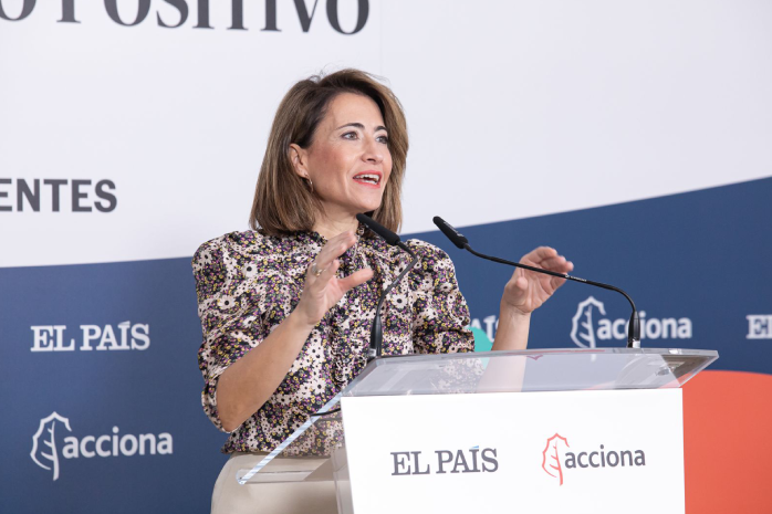 La ministra de Transportes, Movilidad y Agenda Urbana en funciones, Raquel Sánchez, durante su intervención en el acto.