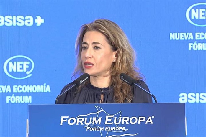 La ministra de Transportes, Movilidad y Agenda Urbana, Raquel Sánchez,en el Foro Nueva Economía