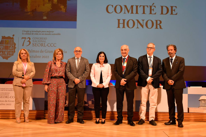 La ministra, Carolina Darias, en el centro, participa en el acto de inauguración del 73 Congreso de la Sociedad Española de Otorrinolaringología y Cirugía de Cabeza y Cuello (SEORL-CCC)