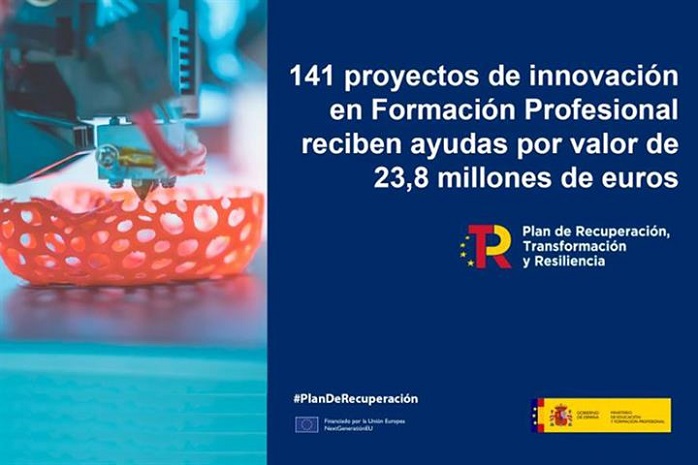 141 proyectos de innovación en FP reciben ayudas por valor de 23,8 millones de euros