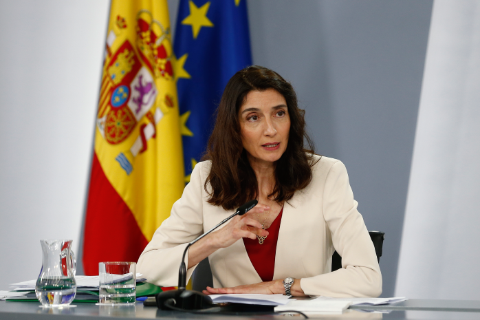 La ministra de Justicia, Pilar Llop, durante su intervención en la rueda de prensa posterior al Consejo de Ministros