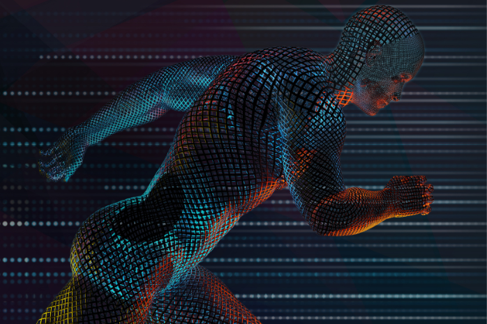 un atleta corriendo recreado en 3D