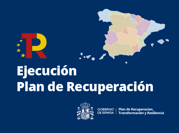 Mapa de España y texto Ejecución Plan de Recuperación