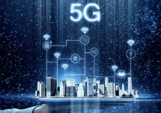 imagen 3d de conexiones y un logo de 5G