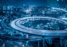 Una recreación 3D de una carretera conectada