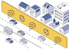 gráfico 3D de barreras acústicas en una carretera