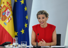 La vicepresidenta segunda y ministra de Trabajo y Economía Social, Yolanda Díaz, durante la rueda de prensa posterior al Consejo de Ministros