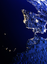 un mapa de España iluminado