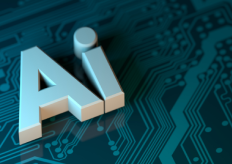 un circuito integrado con un logo de AI