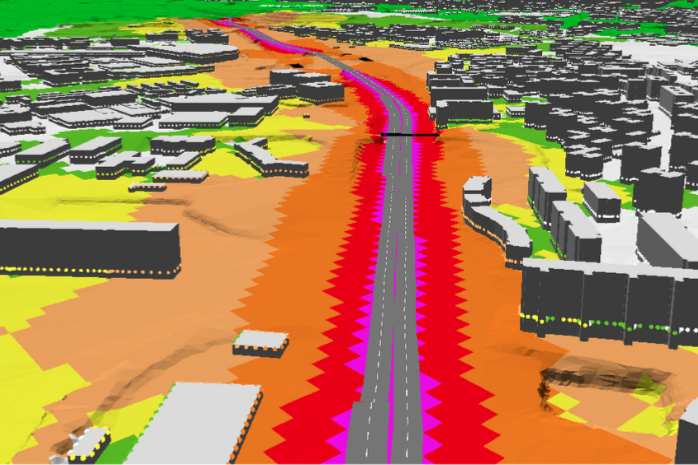 mapa de ruido de una carretera
