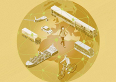 grafismo de transporte sostenible