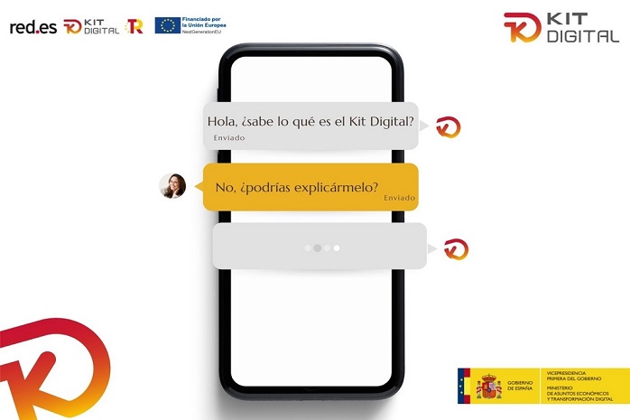 Imagen de una pantalla de móvil con unos mensajes del asistente del Kit Digital