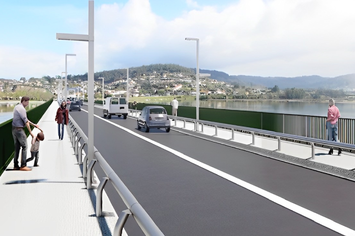 recreación 3D del resultado de las obras en el puente de Pontedeume