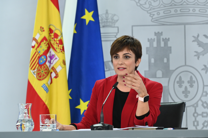 La ministra de Política Territorial y portavoz del Gobierno, Isabel Rodríguez, durante su intervención en la rueda de prensa posterio al Consejo de Ministros