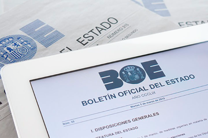 Imagen de una pantalla con la versión digital del Boletín Oficial del Estado