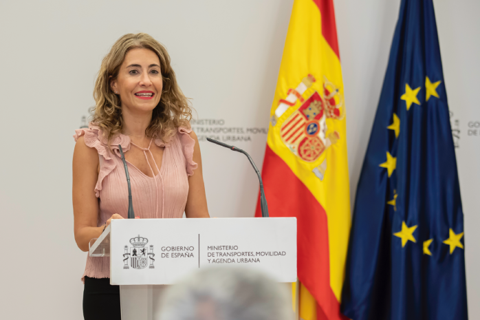 La ministra de Transportes, Movilidad y Agenda Urbana (Mitma), Raquel Sánchez, en el evento de la firma de cuatro acuerdos con la Comunidad de Madrid