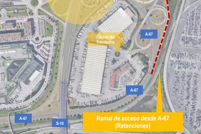 Mapa de las obras del tercer carril de la A-67 a Polanco y del nuevo tramo de la A-73 entre Montorio y Quintanaortuño