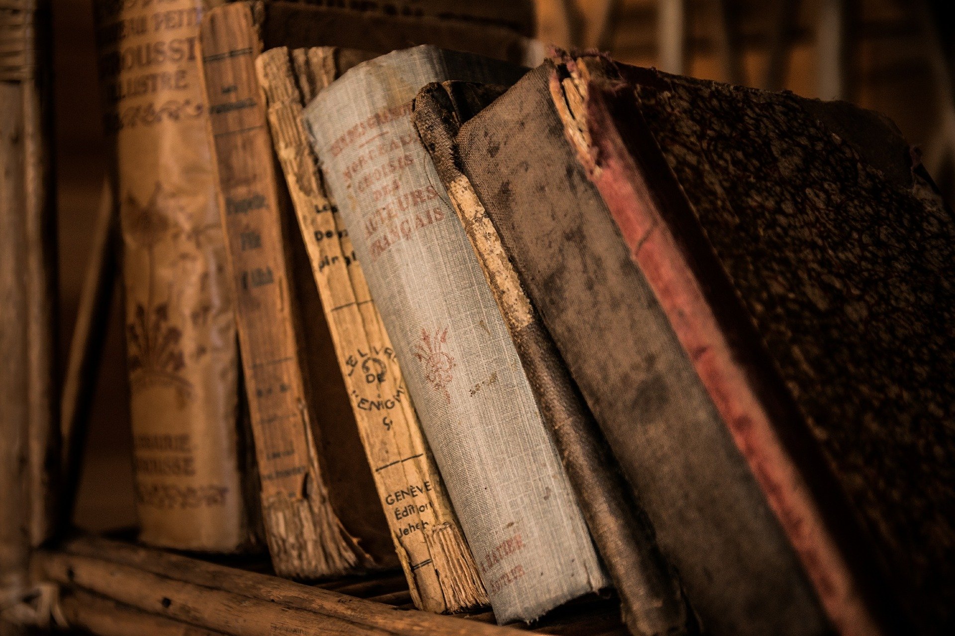 Libros antiguos en una estantería