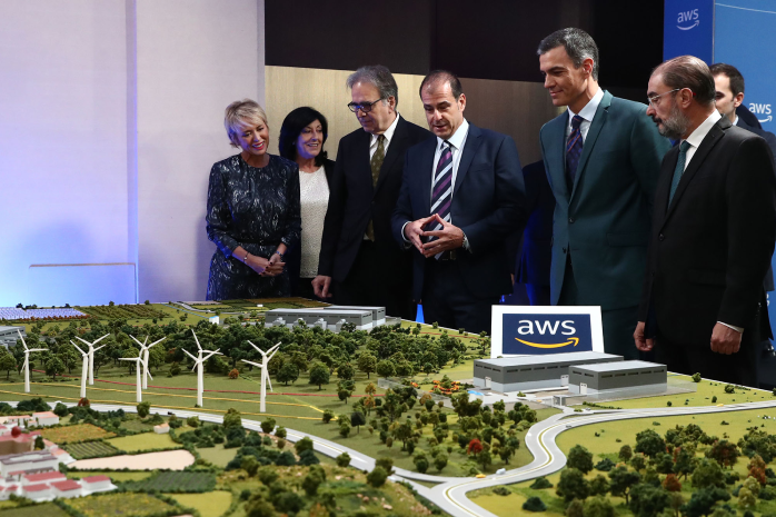 El presidente del Gobierno, Pedro Sánchez, en un momento del acto 'La innovación en la nube como oportunidad para España' organizado por Amazon Web Services