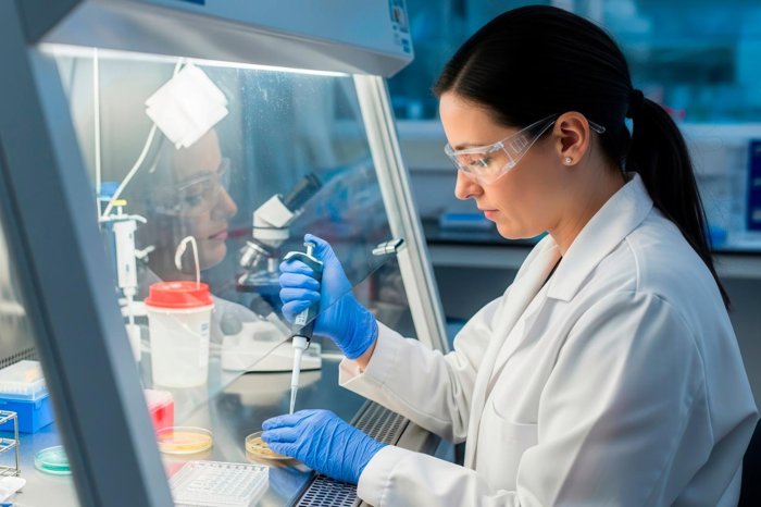 Una investigadora en un laboratorio