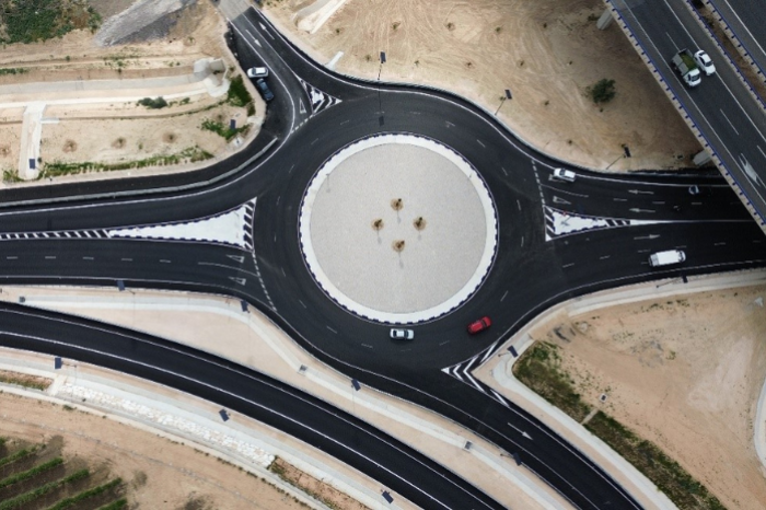 Foto aérea de la glorieta de enlace entre la A-7 y la N-344.