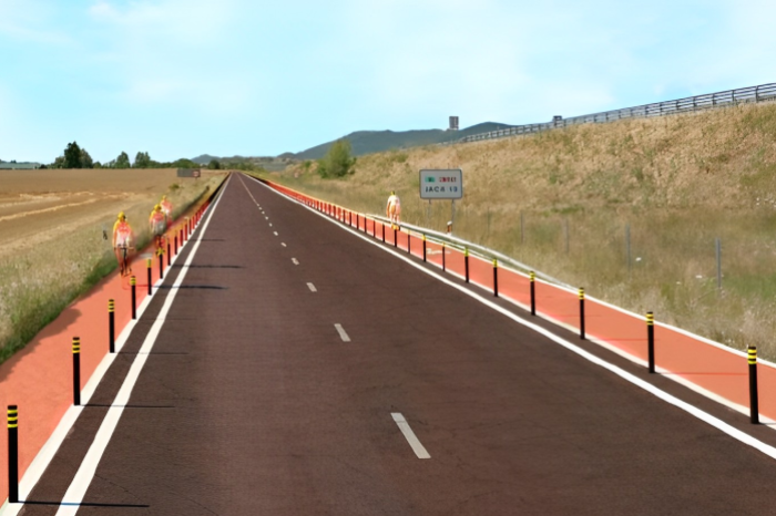 recreaci&oacute;n de las actuaciones en la carretera N-330 entre Sabi&ntilde;&aacute;nigo y Jaca una vez finalizadas