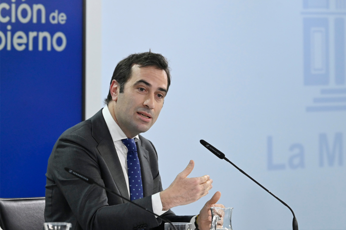 El ministro de Economía, Comercio y Empresa, Carlos Cuerpo, durante la rueda de prensa posterior al Consejo de Ministros. 