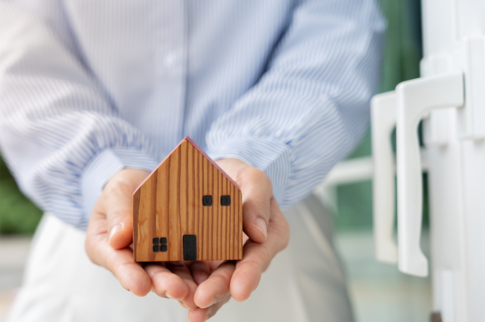 unas manos sostienen una casita de madera