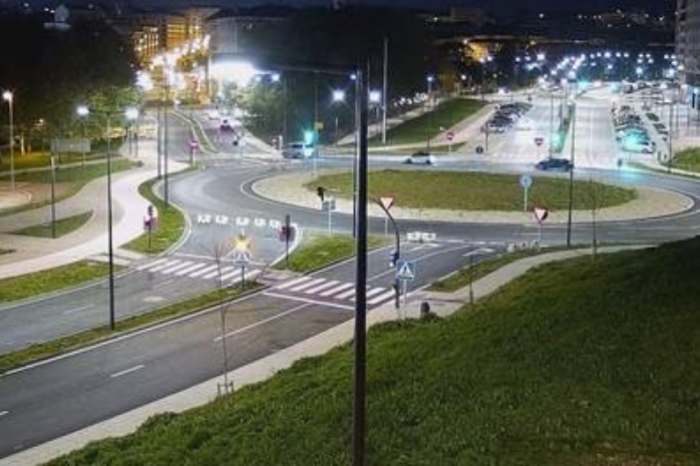 Rotonda en la Avenida de As P&iacute;as en Ferrol.