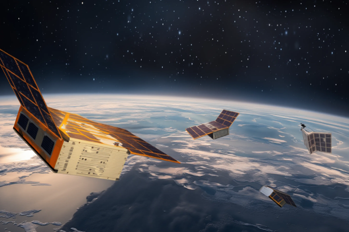 un microsatélite en el espacio